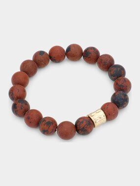 Mahogany Obsidian Bracelet - Gemstone Beaded Stretch, Healing Crystal Boho Stack